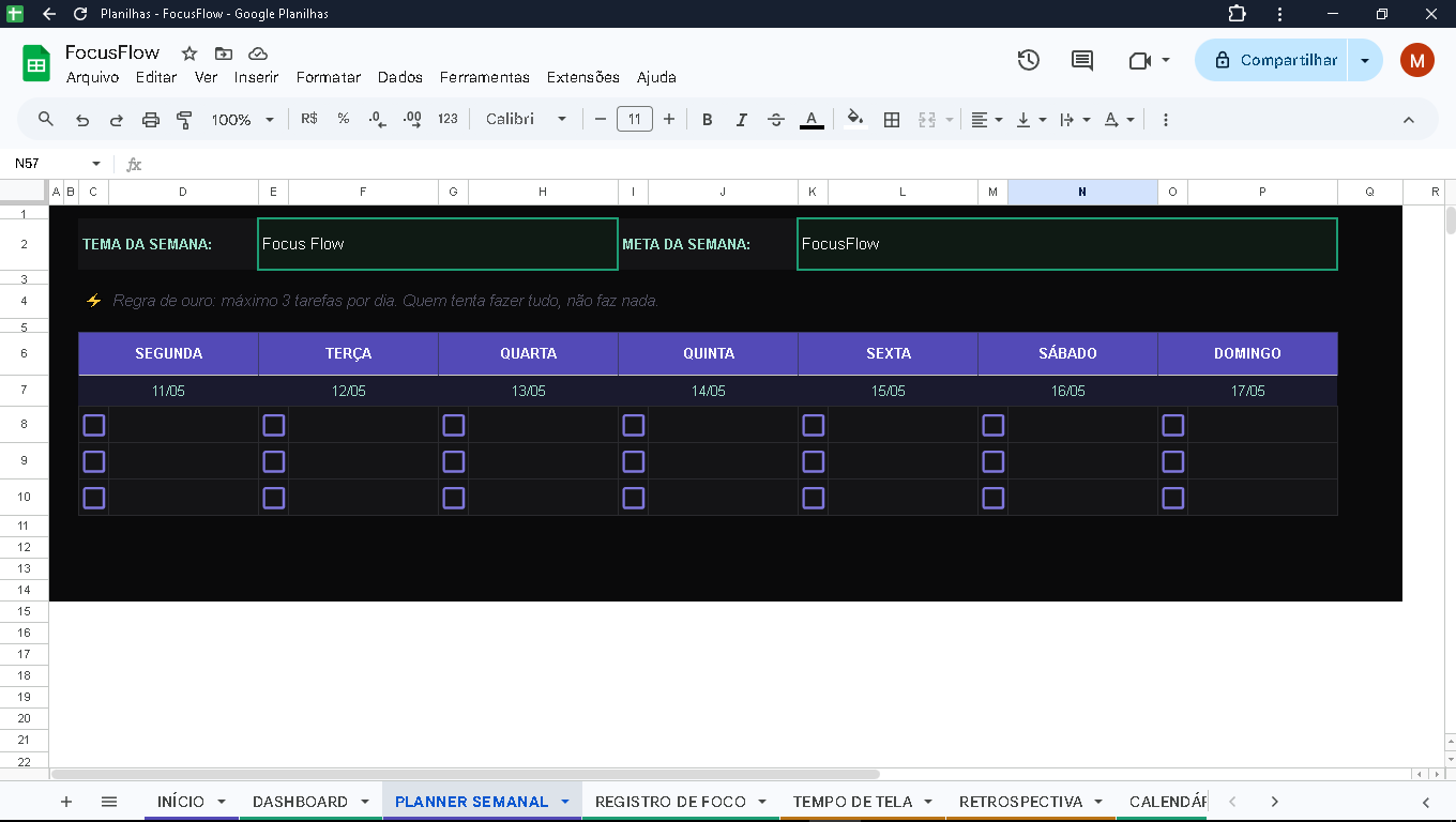 Planner Semanal do FocusFlow
